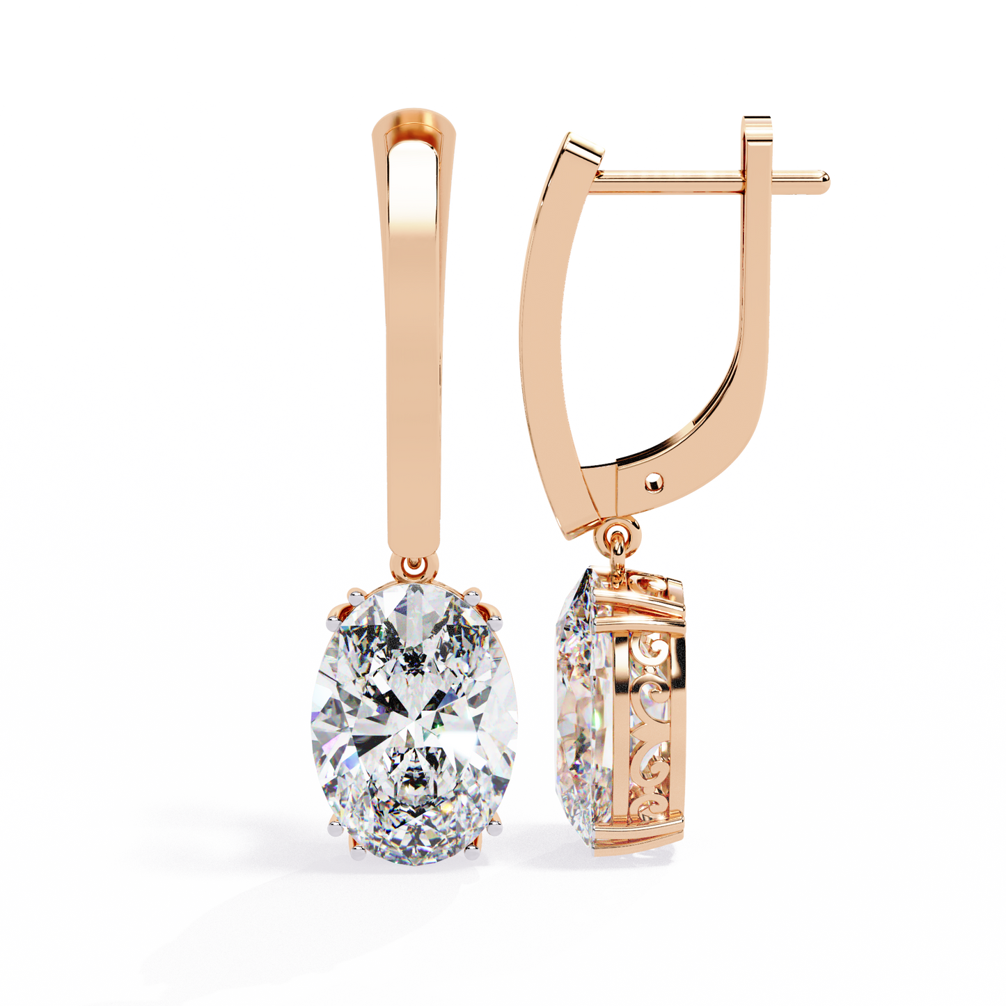 Oval Cut Drop Earring Rose Gold