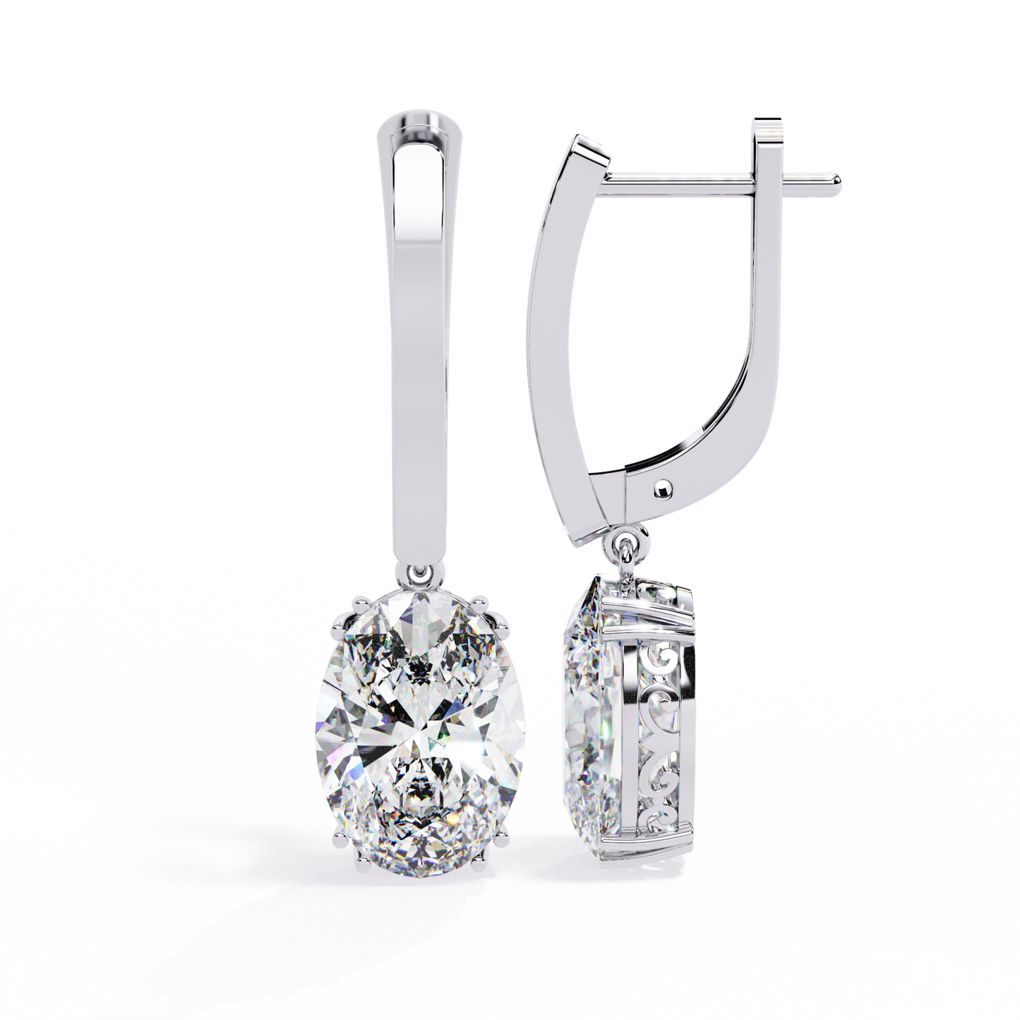 Oval Cut Drop Earring Silver