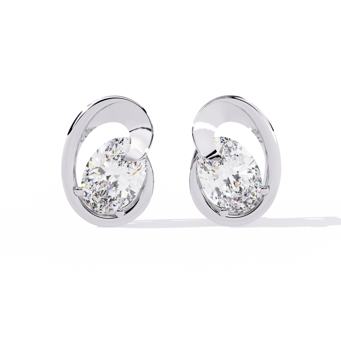 Stud Earring Oval Cut Silver