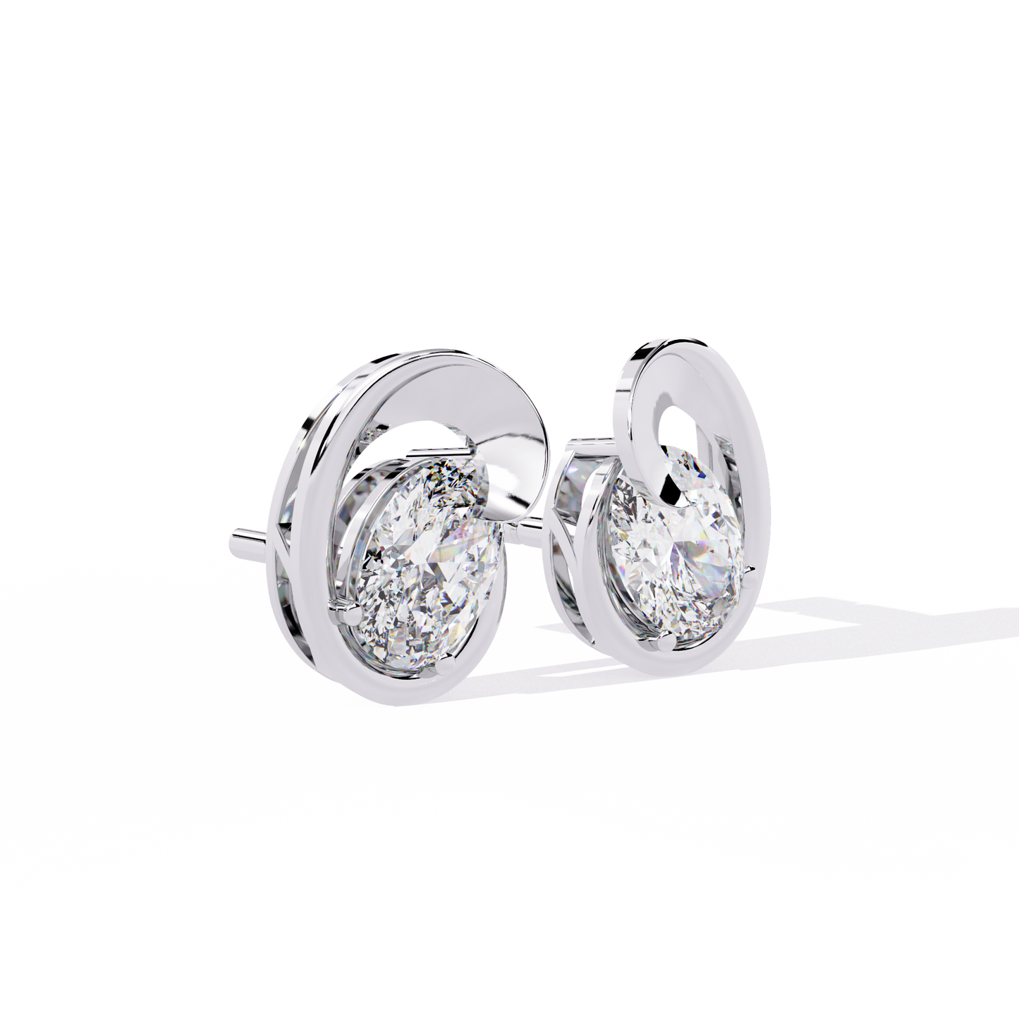 Stud Earring Oval Cut Silver