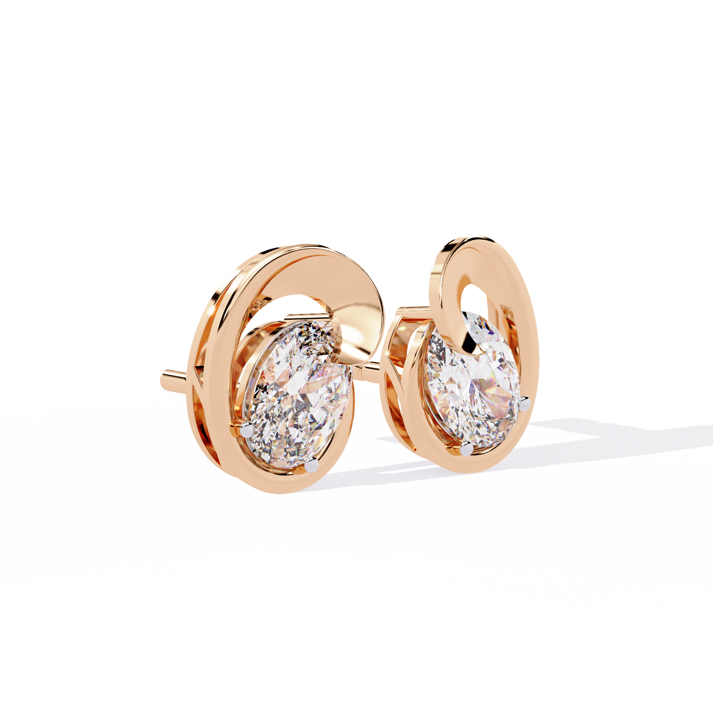 Stud Earring Oval Cut Rose Gold