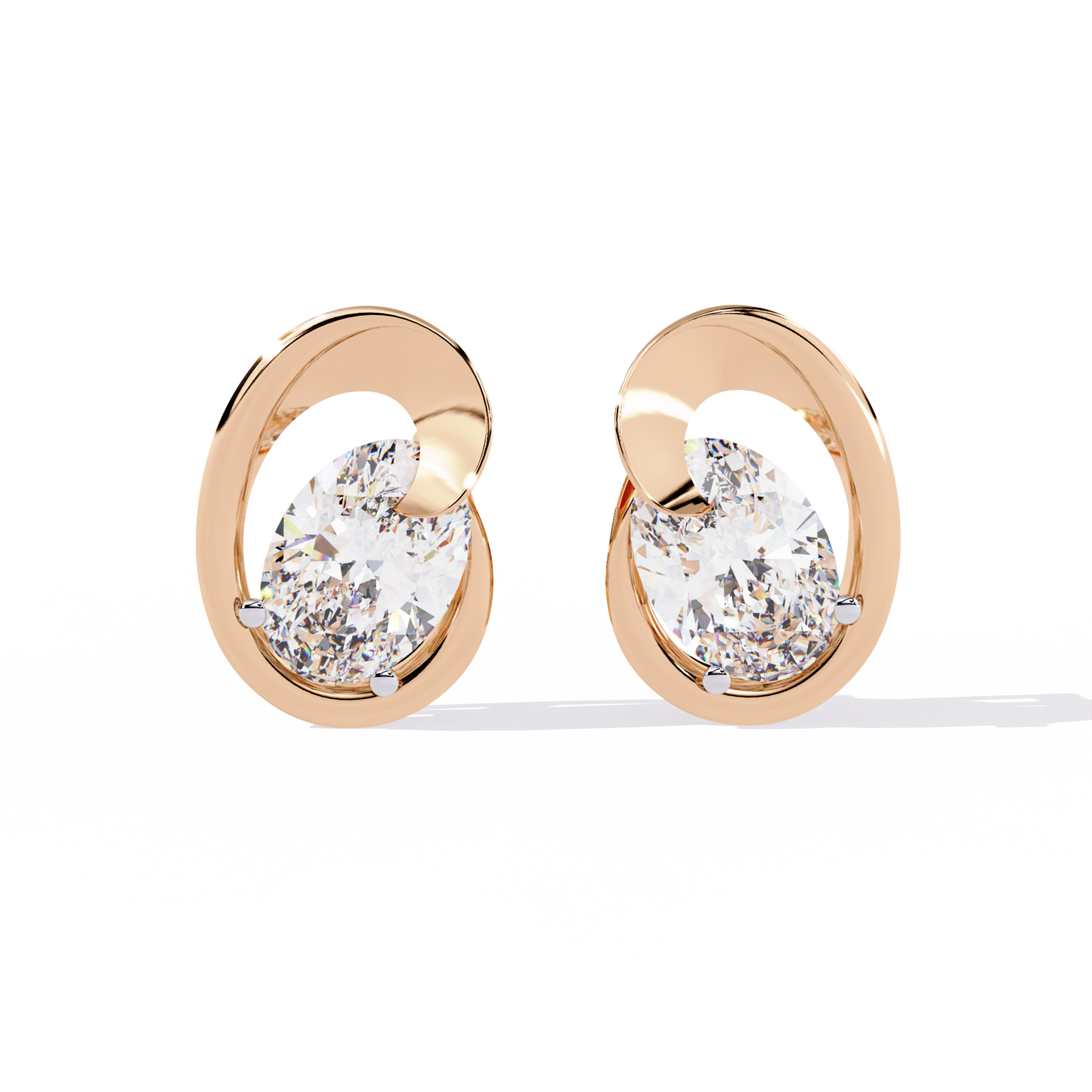 Stud Earring Oval Cut Rose Gold