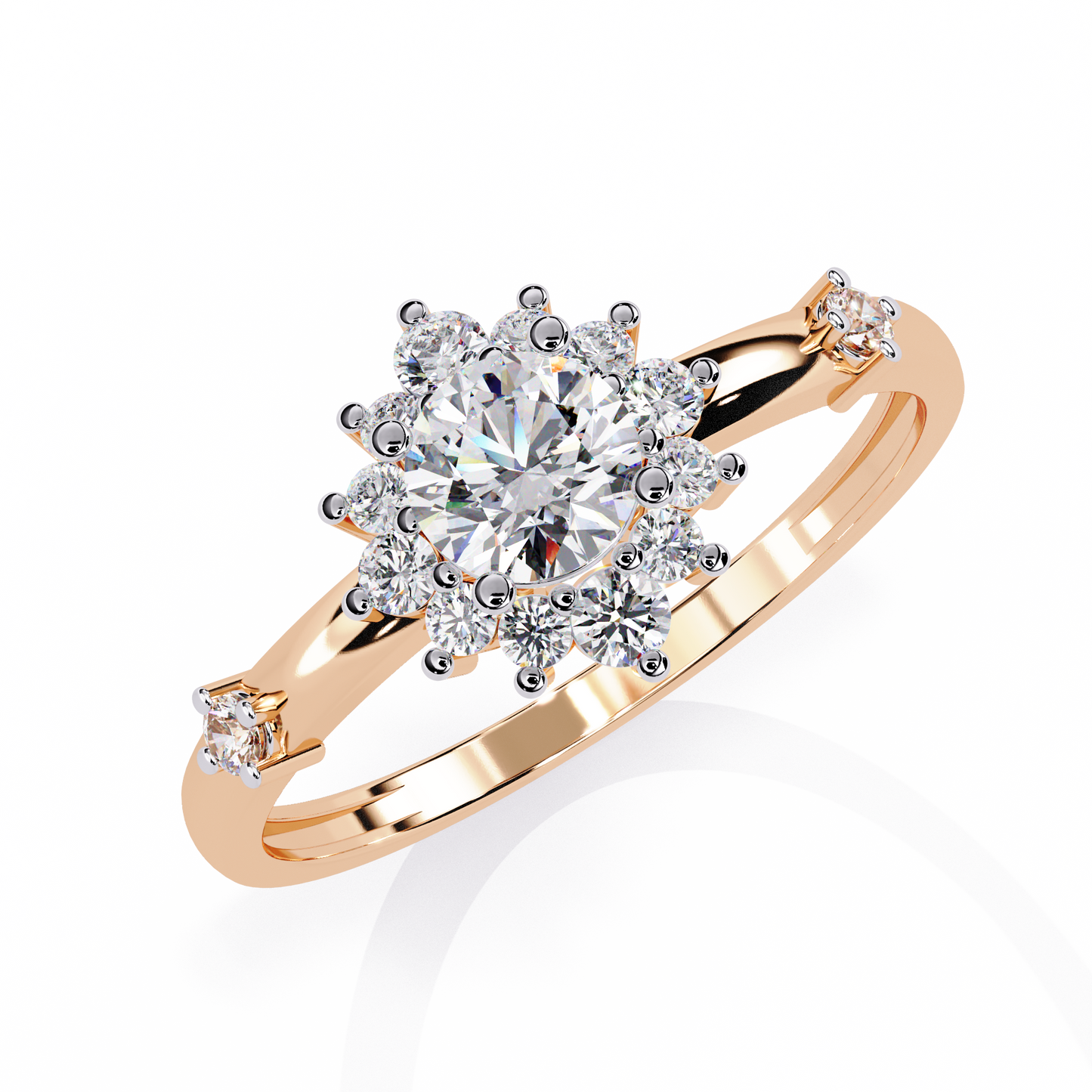 Halo Rings Rose Gold