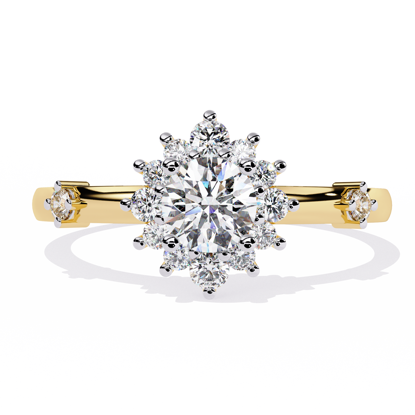 Halo Rings Yellow Gold