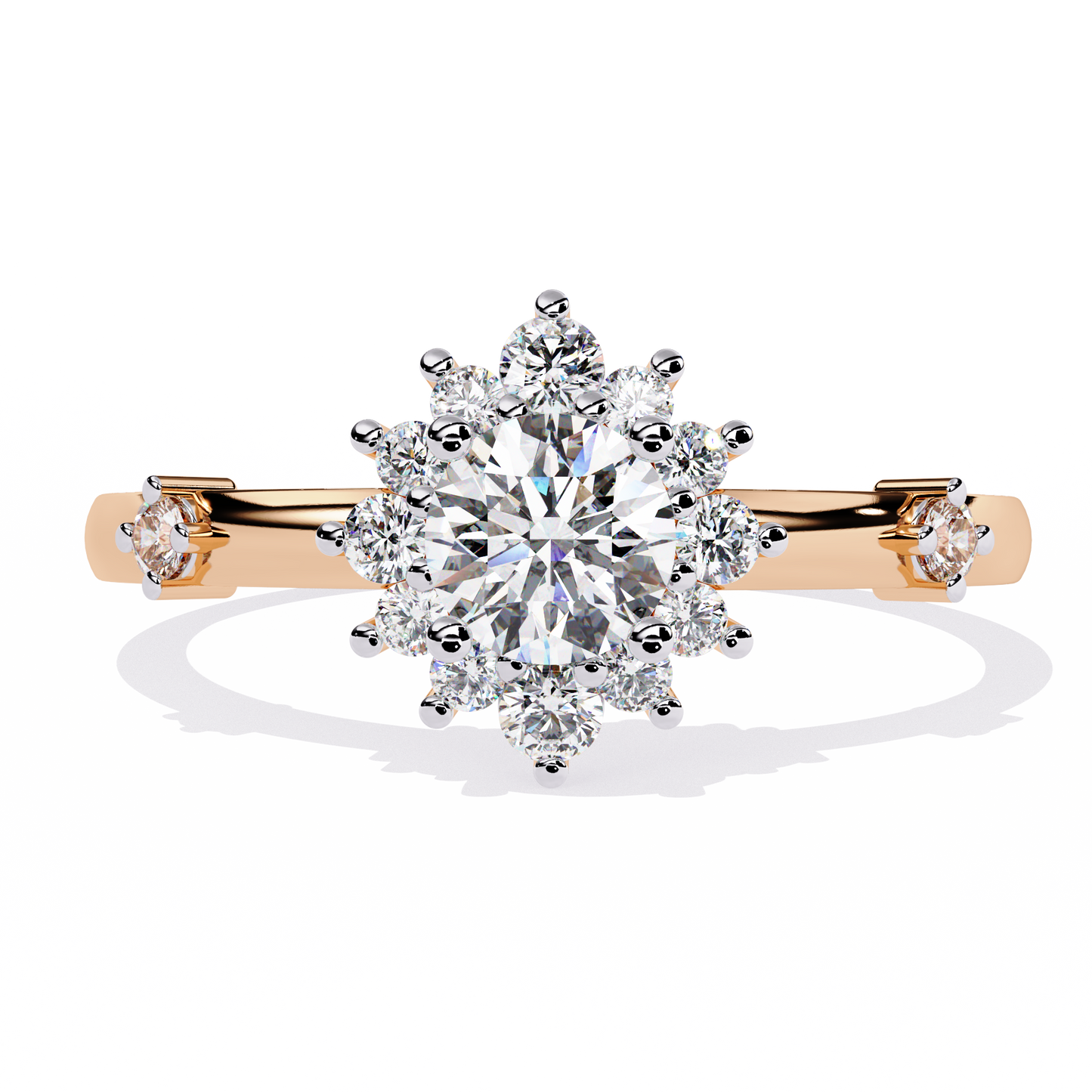 Halo Rings Rose Gold