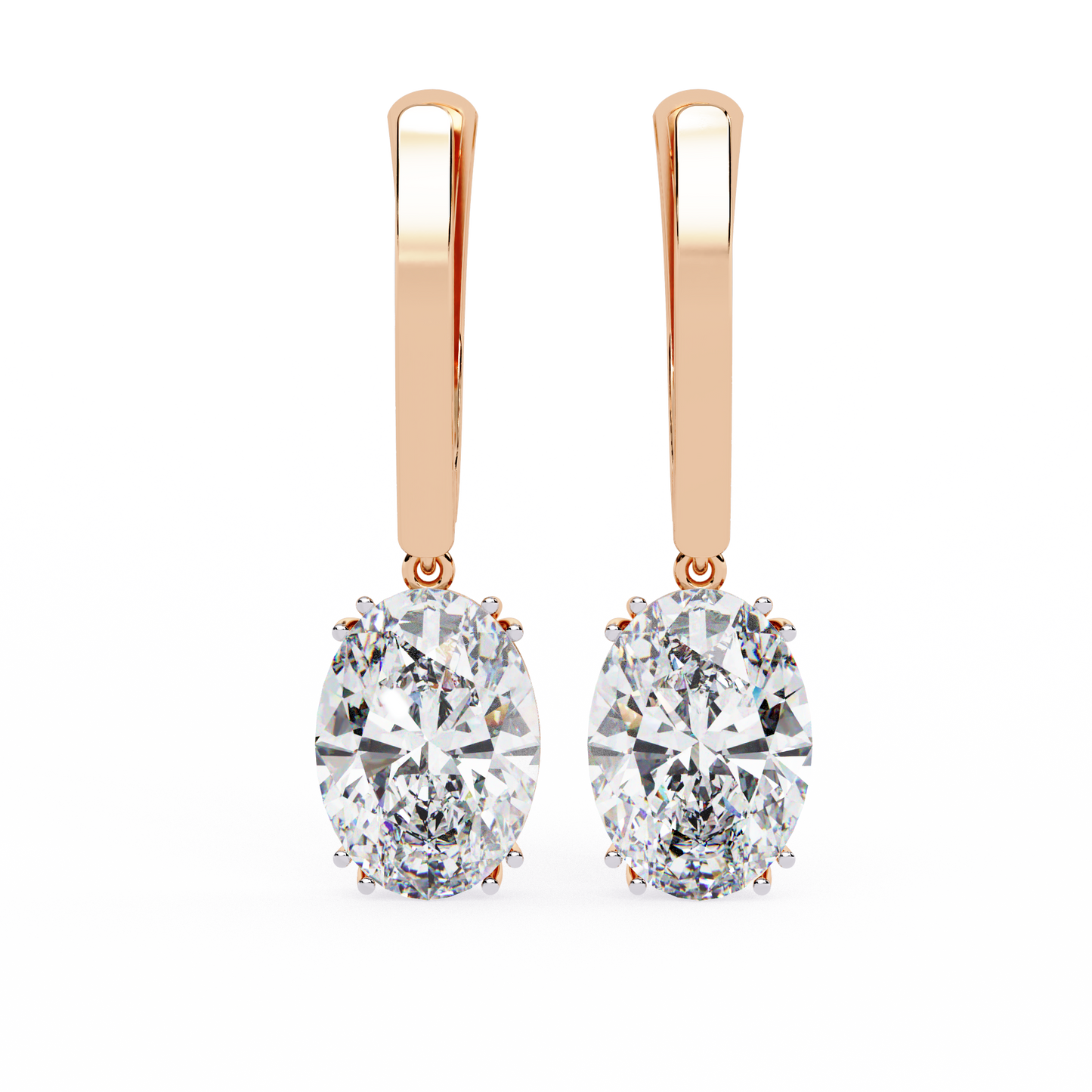 Oval Cut Drop Earring Rose Gold