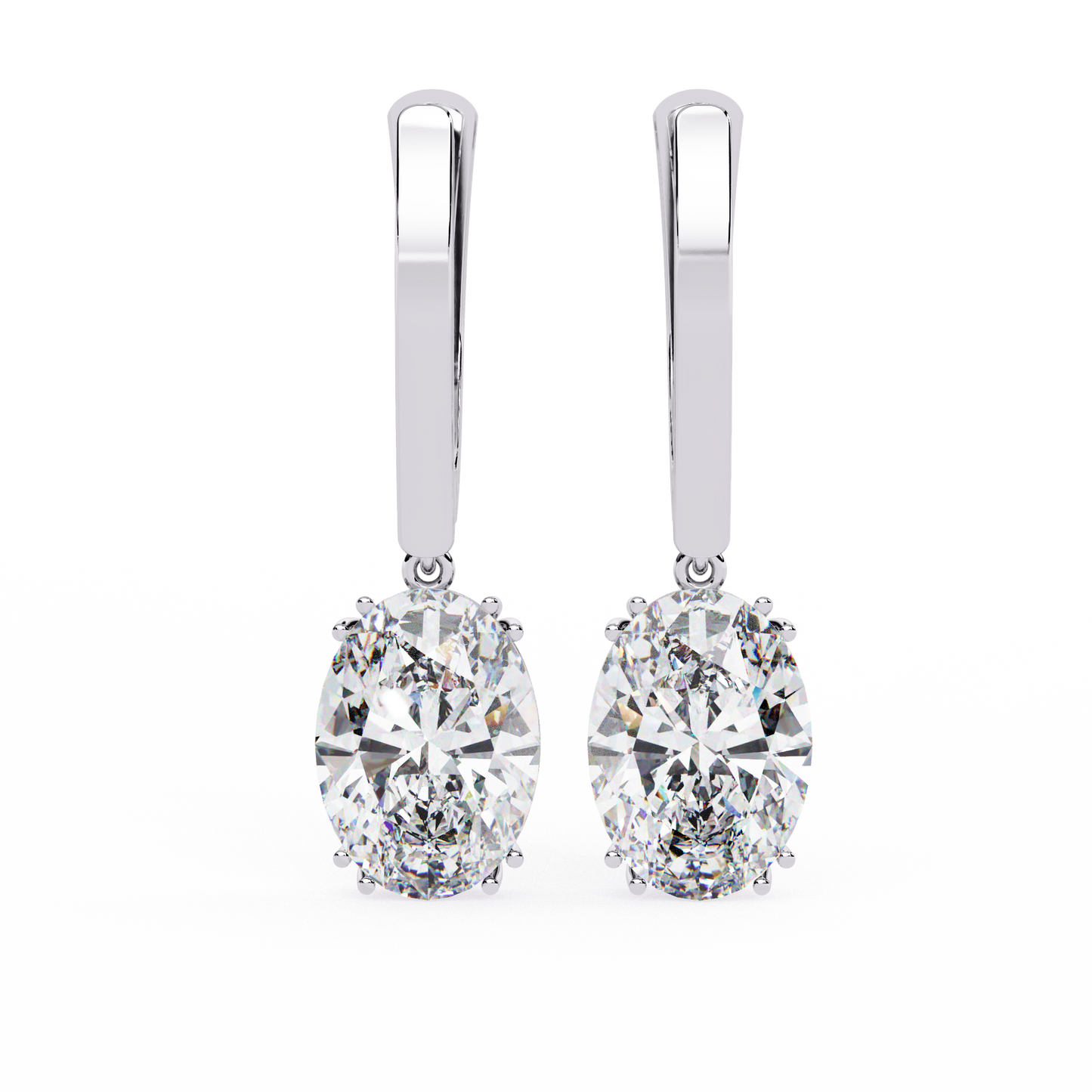 Oval Cut Drop Earring Silver