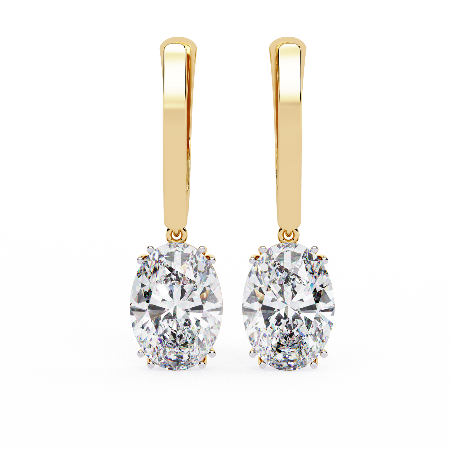Oval Cut Drop Earring Yellow Gold