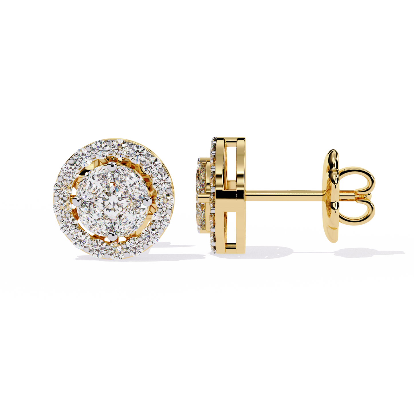 Halo Earring Yellow Gold